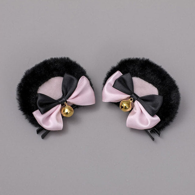 1pair Lovely Cat Ear Hair Clips Cute Cat Ear Hairpin Plush Pair Clips