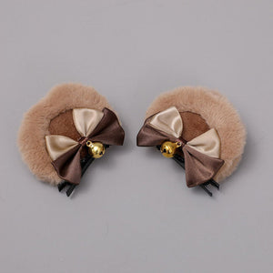 1pair Lovely Cat Ear Hair Clips Cute Cat Ear Hairpin Plush Pair Clips