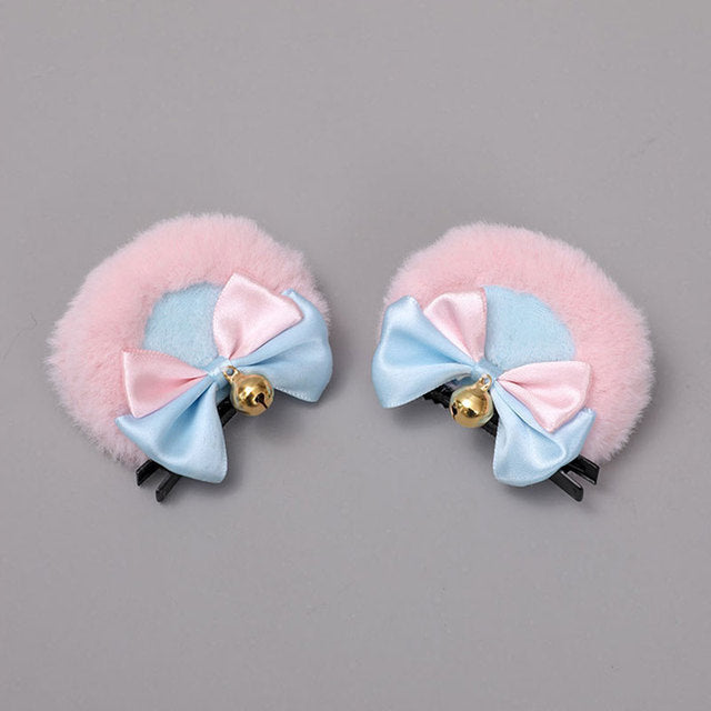 1pair Lovely Cat Ear Hair Clips Cute Cat Ear Hairpin Plush Pair Clips