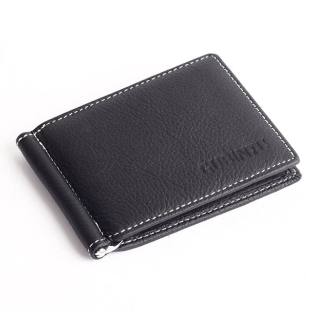 Portable Mini Men's Genuine Leather Money Clip Wallet With Coin Pocket Small Card Cash Holder